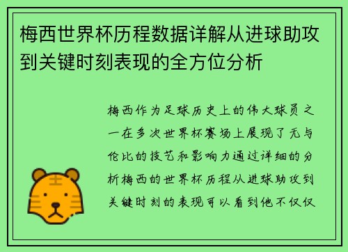 梅西世界杯历程数据详解从进球助攻到关键时刻表现的全方位分析